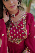 Joban Fashion Pink Georgette Sequence Embroidery Work Kurta Set - Distacart