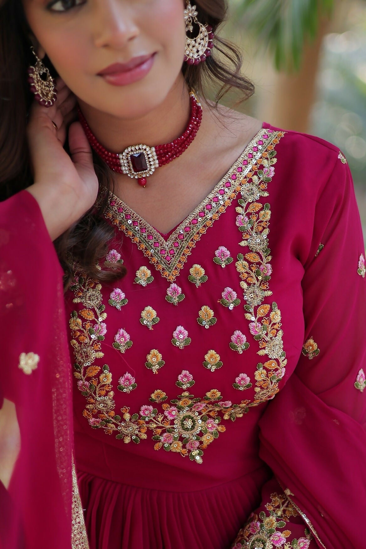 Joban Fashion Pink Georgette Sequence Embroidery Work Kurta Set - Distacart