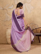 Shree Shyam Fashion Purple Linen Saree - Distacart