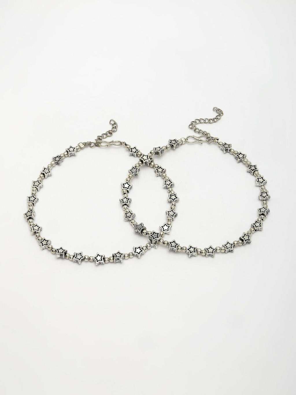 NVR Women's Set of 2 Silver-Plated Star Design Anklets - Distacart