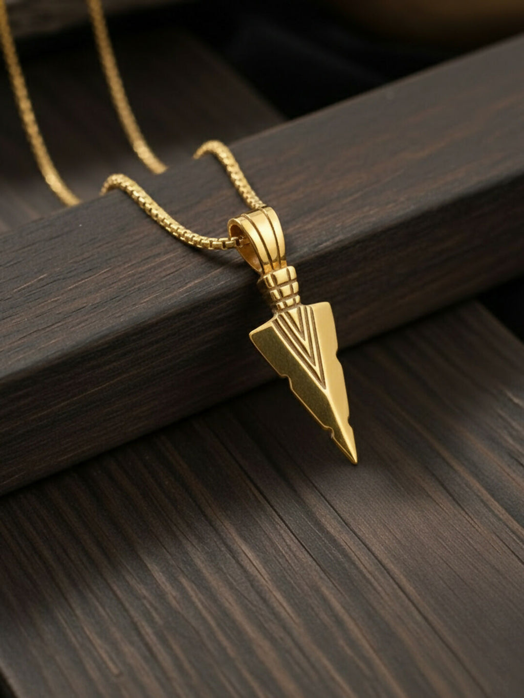 NVR Men's Arrow Shaped Gold Plated Pendant with Chain - Distacart
