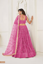 Eilara Pink Thread Sequin Embroidered Net Lehenga Set