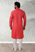 Raivat Ethnic Cotton Printed Work Kurta Pajama In Pink Colour