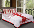 Vamika Printed Cotton Cream & Red Bedsheet With Pillow Covers (LEOC_SKTREE_R)