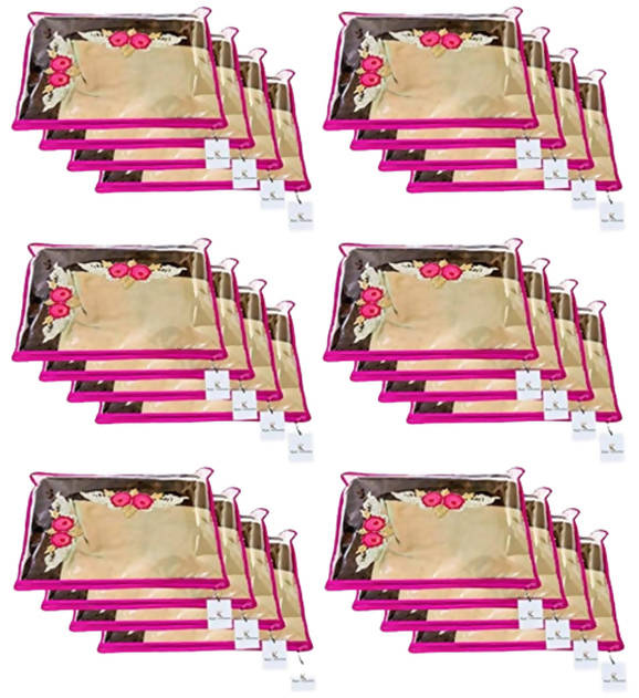 Kuber Industries Single Packing Saree Cover 24 pcs Set (Pink)