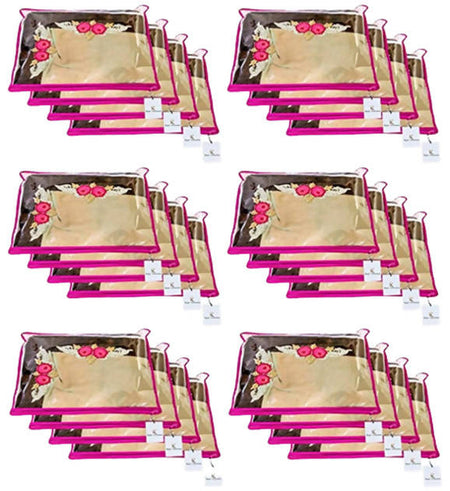Kuber Industries Single Packing Saree Cover 24 pcs Set (Pink)