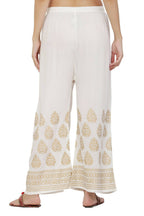 PAVONINE White Color Golden Printed Rayon Fabric Sharara For Women - Distacart