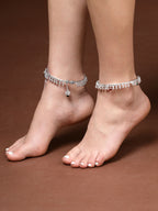 NVR Women's Set of 2 Silver-Plated Kada Anklets - Distacart