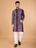 Vastranavya Purple Exclusive Festival Wear Pure Viscose Rayon Sequence & Foil Mirror Heavy Embroidered Work Kurta
