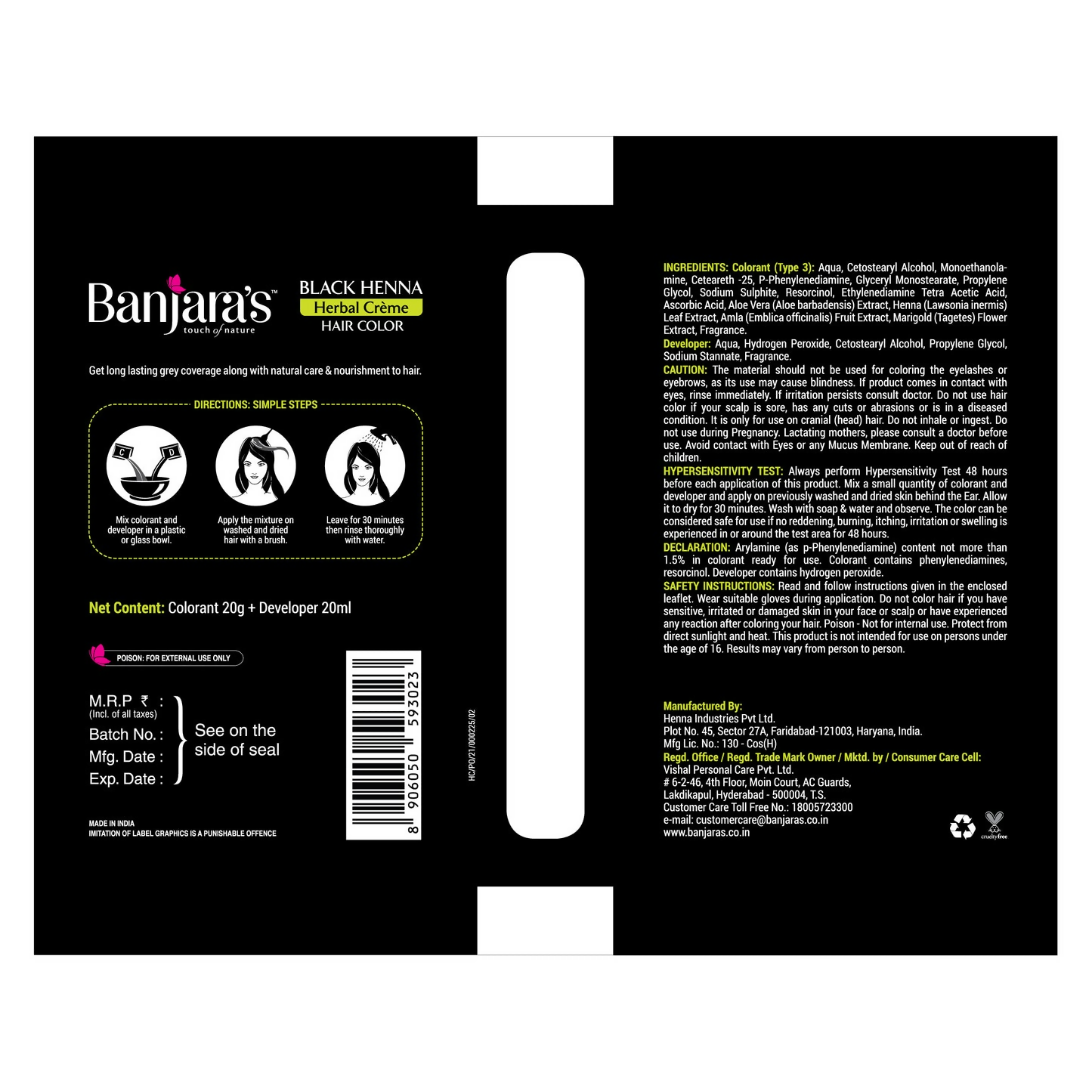 Banjara's Black Henna Herbal Creme Hair Color - Distacart