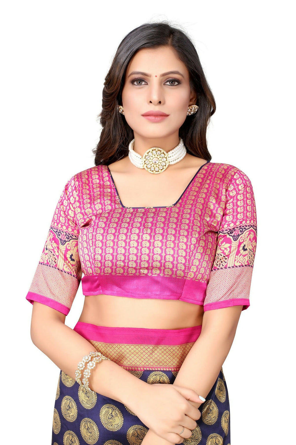 Vamika navy Printed Art Silk Saree