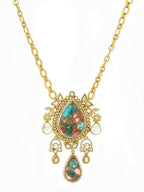 Natural Stones Antique Finish Earrings and Necklace set - Ruby Raang