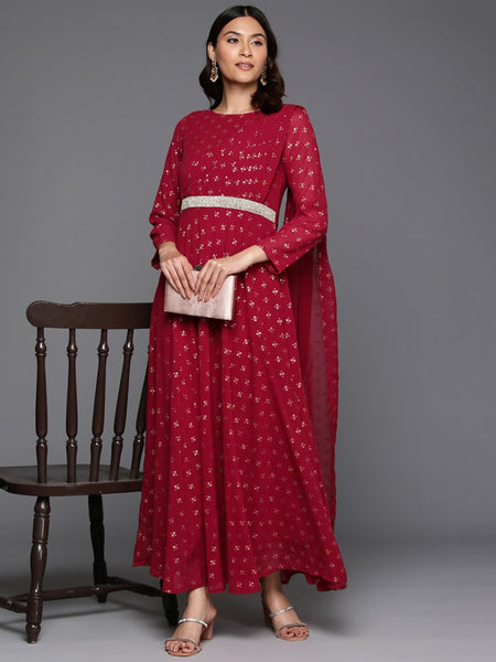 Ahalyaa Women's Traditional wear Ethnic Dress - Maroon