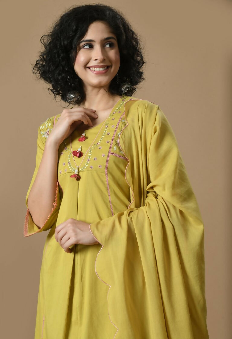 Joban Fashion Mehendi Cotton Kurta Set