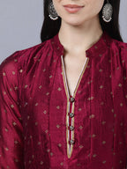 Myshka Women Brown Gold-Toned Anarkali Kurta With Dupatta - Distacart