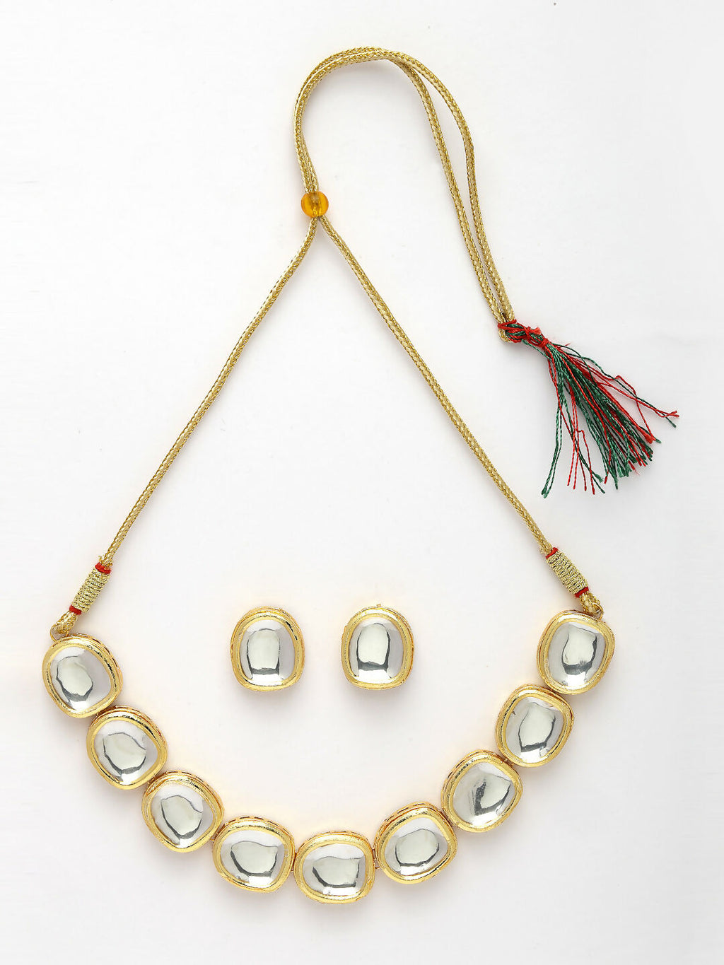 NVR Women's Gold Kundan-Studded Handcrafted Jewellery Set