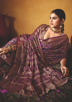 Joban Fashion Wine Dull Moss Brasso Saree - Distacart