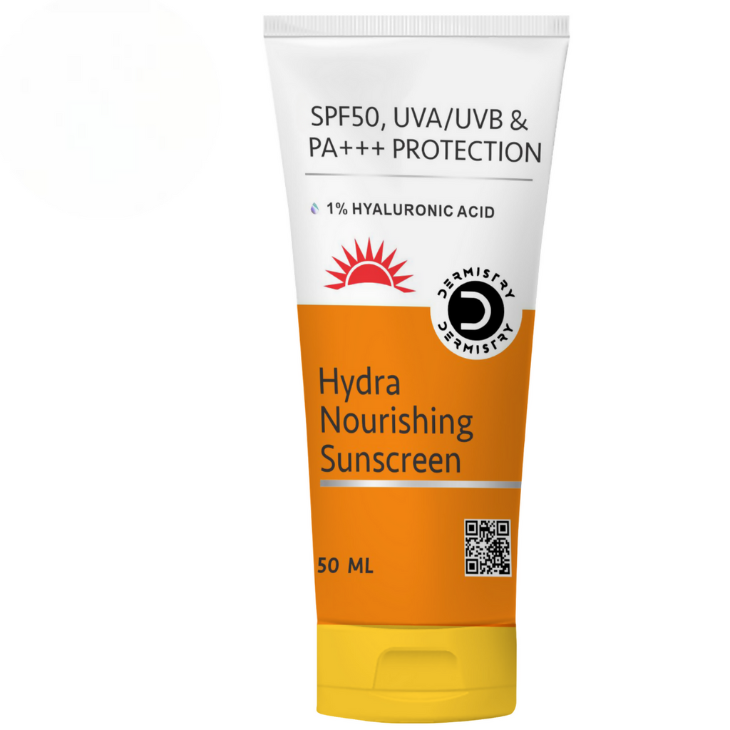 Dermistry 1% Hyaluronic Acid Ultra Hydrating Sunscreen for Dry Skin SPF 50 UVA UVB PA+++ Protection