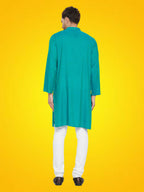 Even Apparels Men's Rayon Green Self Design Kurta