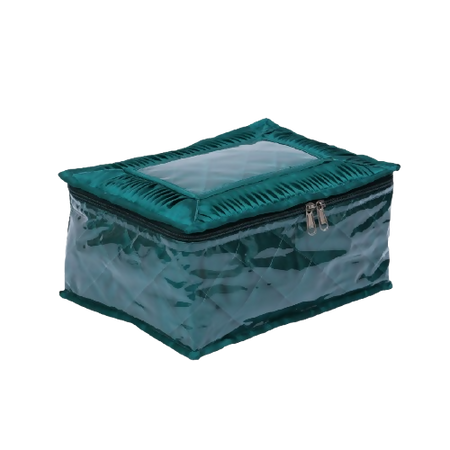 Asmaani Satin 12 Green Pocket Jewellery Organizer