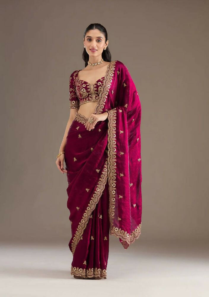 Joban Fashion Red Frendy Satin Silk Party Wear Sarees - Distacart
