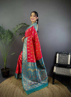 Joban Fashion Banarasi Pink Woven Butti Soft Silk Saree - Distacart