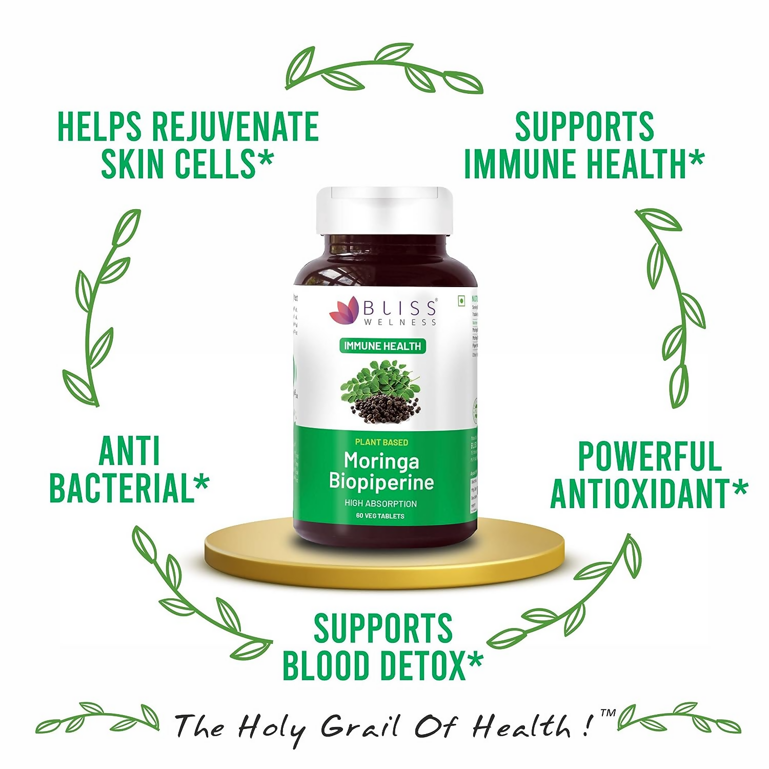 Bliss Welness Moringa Biopiperine Tablets - Distacart