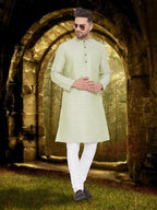 Even Apparels Men's Pure Cotton Green Kurta