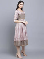 Myshka Women Grey Floral Midi Dress - Distacart