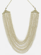 Gold-Toned White Gold-Plated Pearls Layered Handcrafted Necklace - Ruby Raang - Distacart