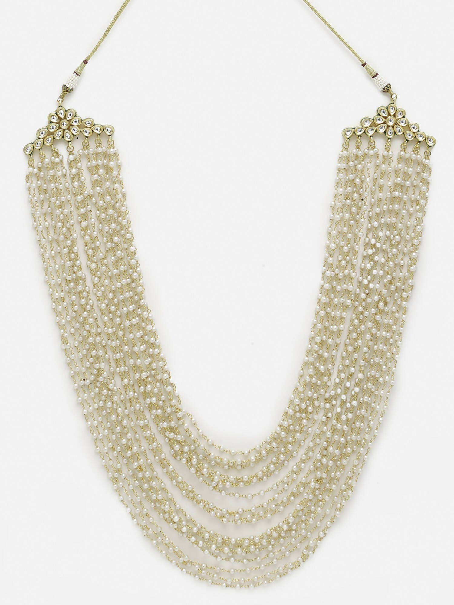 Gold-Toned White Gold-Plated Pearls Layered Handcrafted Necklace - Ruby Raang - Distacart