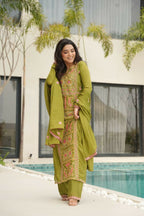 Joban Fashion Perot Kurta Set Silk Sequins , Zari, Coding & Thread Embroidered work - Distacart