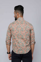 Miravan Men's Beige Comfort Floral Printed Casual Shirt
