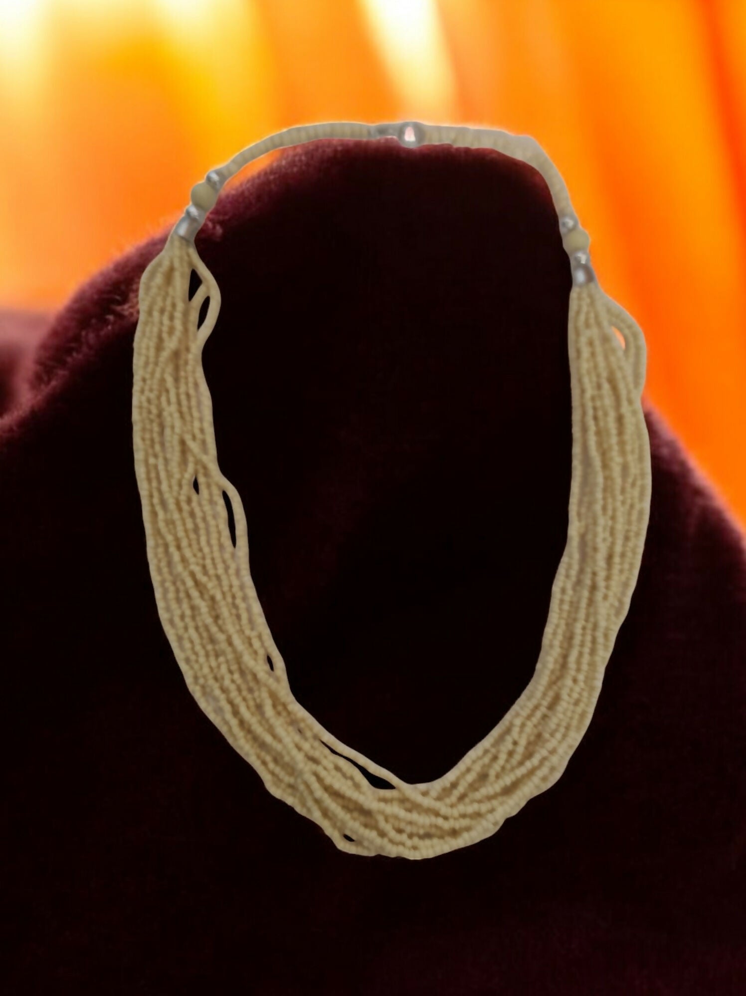 Inhanns Bloom Handmade Beaded Only Necklace - 12 Layers - Cream Necklace
