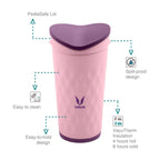 Vaya Drynk Kid'S Stainless Steel Tumbler With Spill-Proof Pediasafe Lid - 350ml (Pink)
