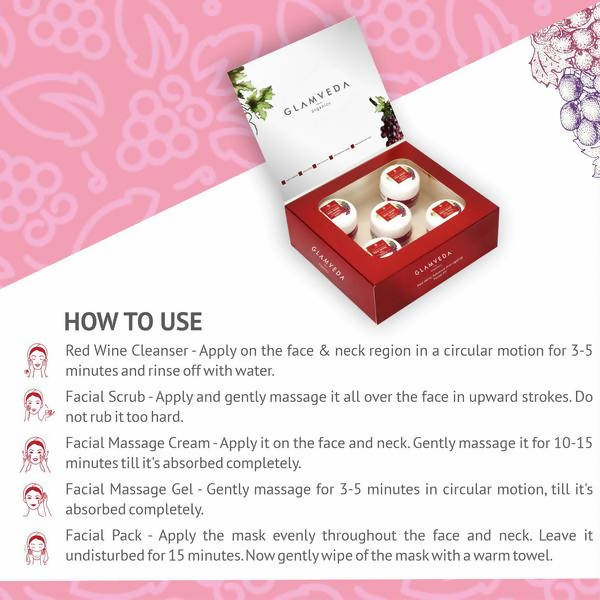 Glamveda Red Wine Advance Anti Ageing Facial Kit - Limited Time Offer
