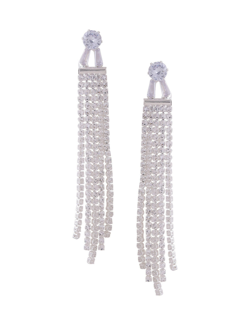 NVR Women Silver Toned Contemporary Drop Earrings - Distacart