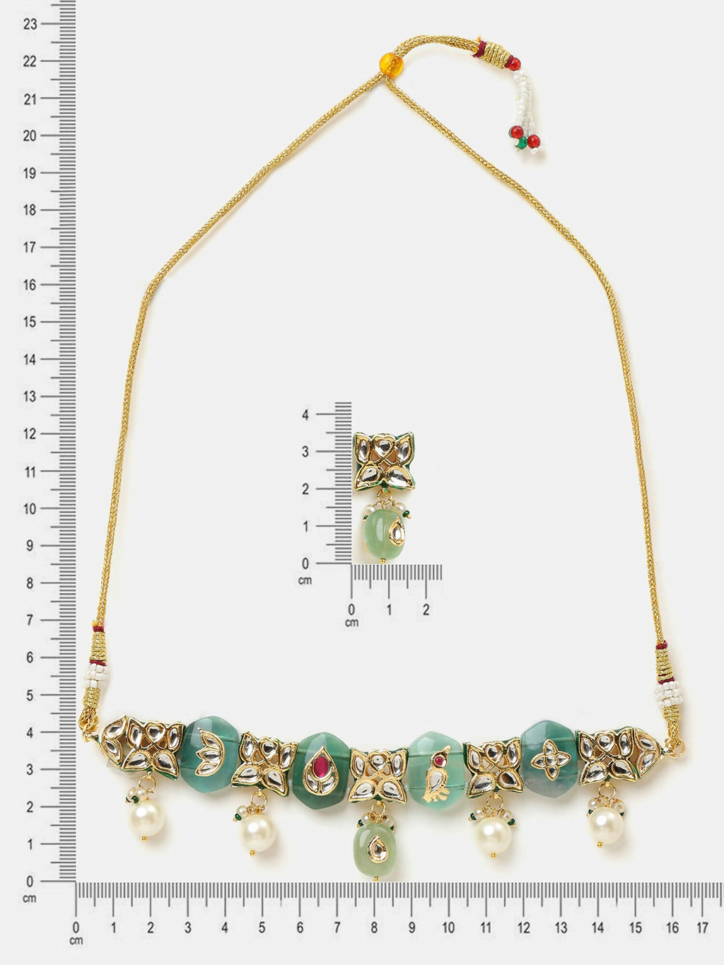 Ruby Raang Antique Kundan Stone Work Jewellery Set