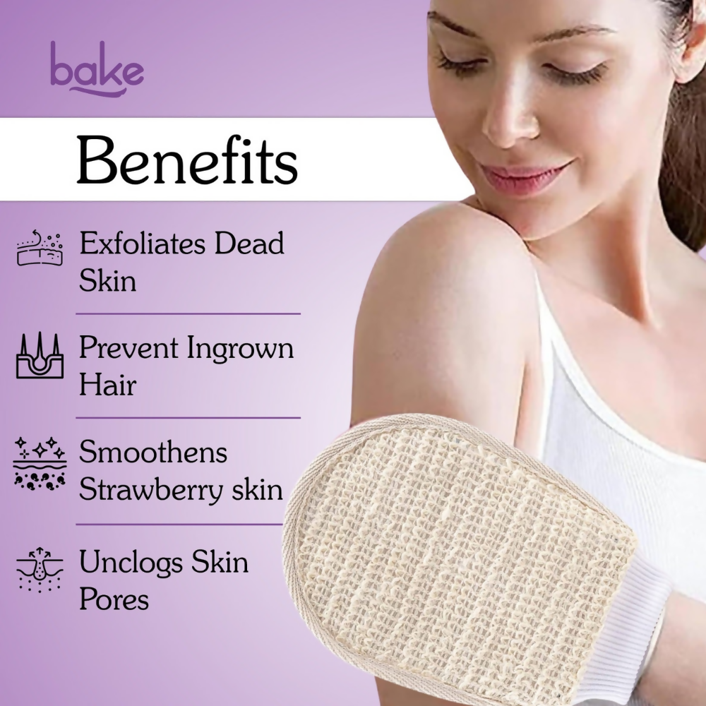 Bake Tan Removal Exfoliating Bath Kit - 100% Ramie Plant Fibre Gloves + Kojic Acid Soap (2 Pcs) with Scrub Treatment