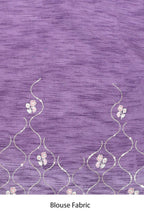 Purple Organza Satin Silk Sequence Embroidered with Stone work Saree - Nimaya Benzy