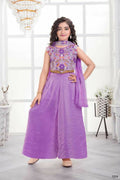 Traditional Designer Fandy Silk Purple Ethnic Fusion Wear - Anbazaar - Distacart