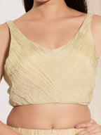 Joban Fashion Cream Tissue Padded Blouse With Sweetheart Neck Sleeveless - Distacart