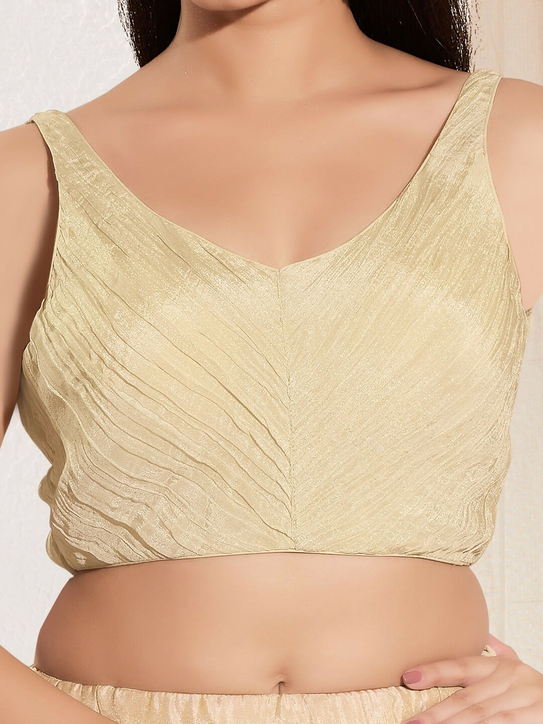 Joban Fashion Cream Tissue Padded Blouse With Sweetheart Neck Sleeveless - Distacart