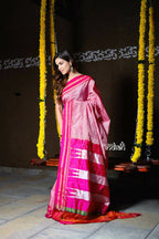 Very Much Indian Handloom Cotton Viscose Ilkal Saree Baby Pink - Distacart