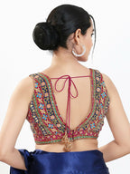 Joban Fashion Magenta Multi Georgette Padded Blouse With V Neck Sleeveless - Distacart