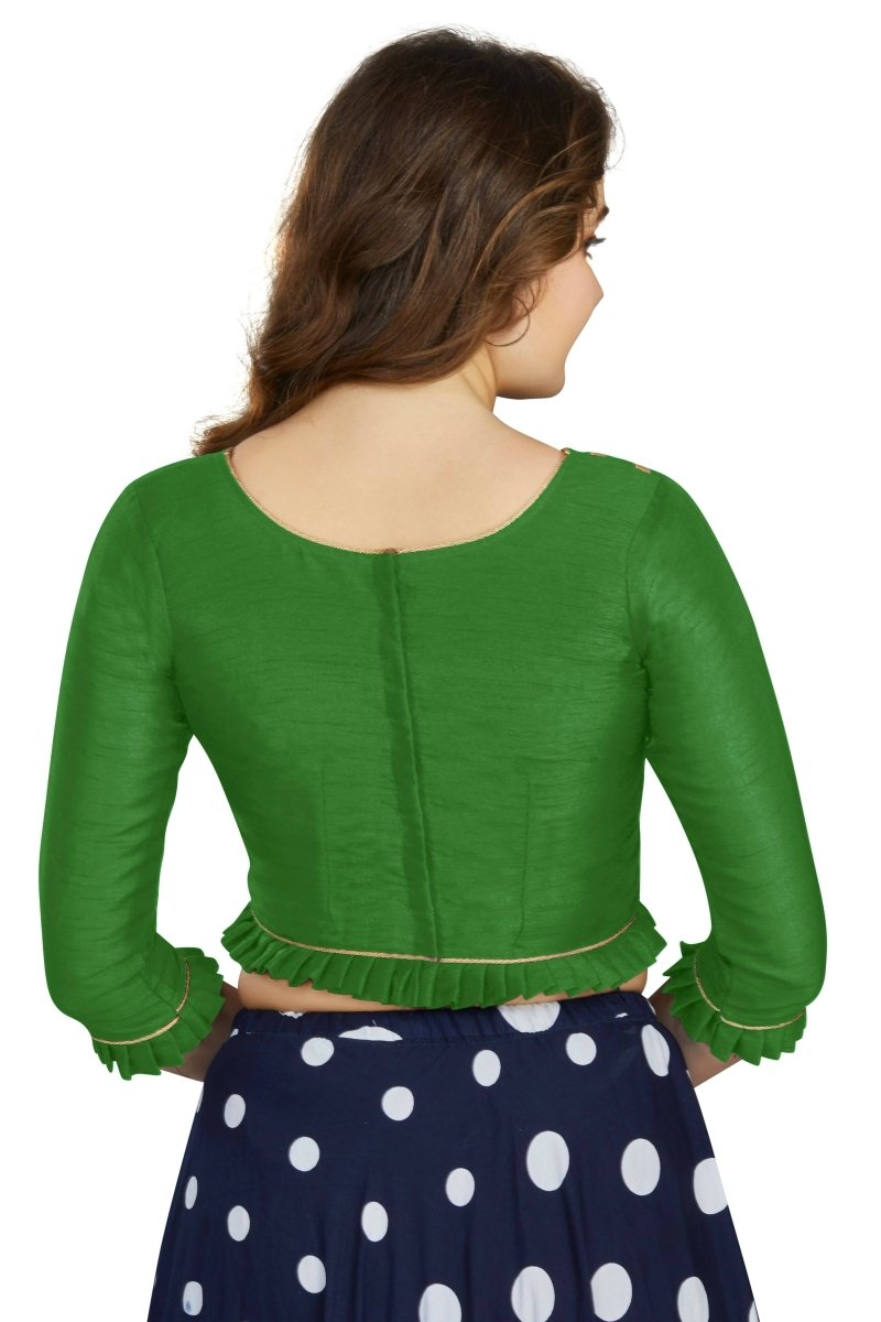 Aastha Fashion Women's Green Art Silk Designer Party Wear Readymade Blouse