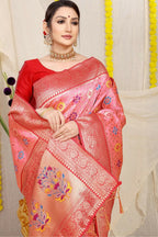 Jyoti Fashion Women's Baby Pink Patola Silk Zari Woven Saree with Blouse - Distacart