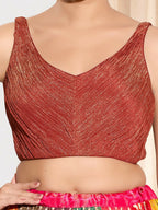 Joban Fashion Rust Tissue Padded Blouse With Sweetheart Neck Sleeveless - Distacart