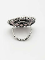 NVR Women's Pink Silver-Plated Circular Shape Adjustable Finger Ring