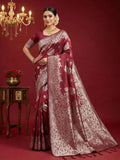 Shree Shyam Fashion Maroon Silk Blend Saree - Distacart